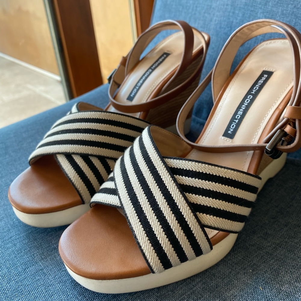 French Connection Strappy Wedge Platforms